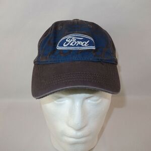 Retro Ford Oval Logo Gray and Blue Baseball Cap Hat Strap Back Infinity OS